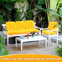5 Pcs Outdoor Wicker Chair Cushions Set with 1 Loveseat 44 x 19 in Weatherproof and 4 U Shaped Cushions for Wicker Furniture Porch Swing Bench Seat Sofa Couch(Yellow)