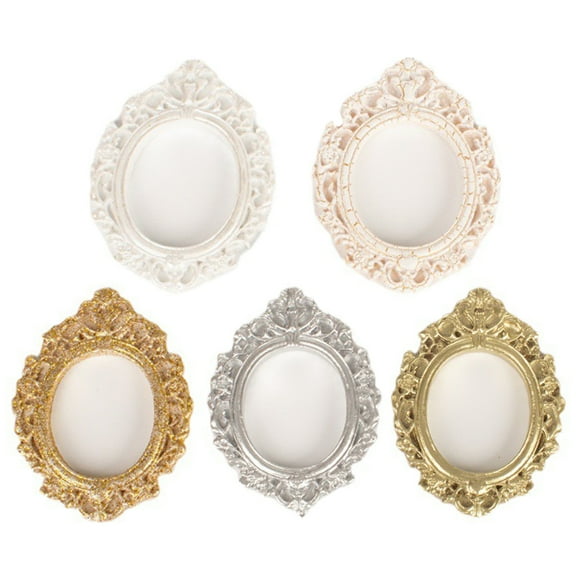 5 Pcs Oval Photo Frame Collage Picture Bathroom Decorations Round Mini Home Old Small Frames Resin Props