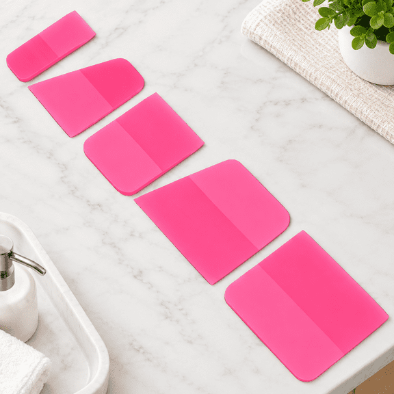 5 Pcs PPF Squeegee Kit Pink Multi-Purpose Plastic Squeegees for Paint Protection Film, Vinyl Wrap, Window Tint, Decal Application & Bubble Removal Tools
