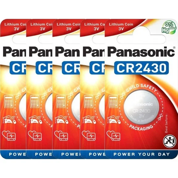 5 Pcs Panasonic CR2430 3v Lithium Coin Cell Battery