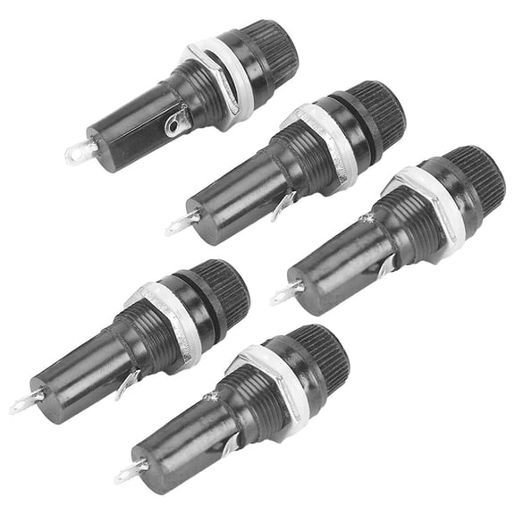 5 Pcs Panel Mount Chassis Black Fuse Holder for 6x30mm 6*30 Glass Fuses 10A 250V