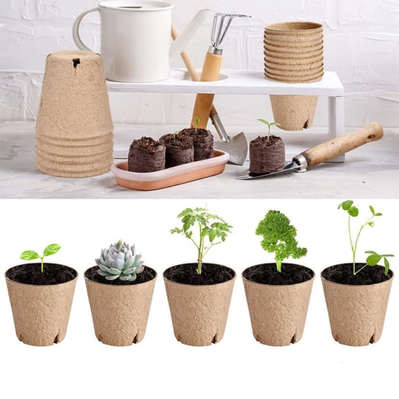 5 Pcs Paper Seedling Pots - 3.15 Inch Round Seedling Pots with Drainage Holes - Eco-Friendly Starting Containers for Flowers, Vegetables - Garden Germination Supplies (Khaki)