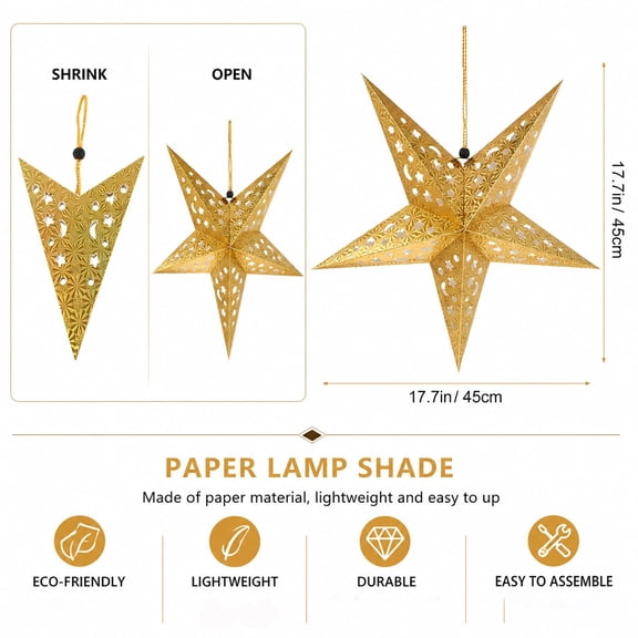 5 Pcs Paper Star Lantern Hanging Decor for Weddings Christmas Party