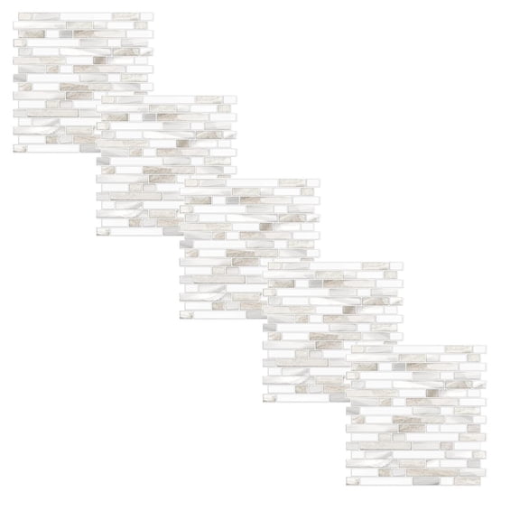 5 Pcs Peel and Stick Backsplash Waterproof Wall Tiles, Heavy-Duty Peel and Stick Backsplash, Marble Peel and Stick Backsplash for Kitchen, Bathroom 12"