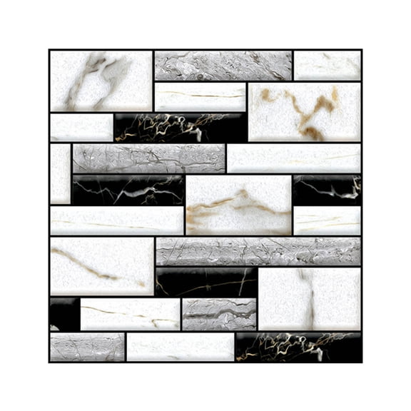 5 Pcs Peel and Stick for Kitchen, Stone Marble Tiles Wall Sticker for Kitchen, Self Adhesive Stick on Wall Tiles for Kitchen, Bathroom, Fireplace, RV, 11.8"x11.8"