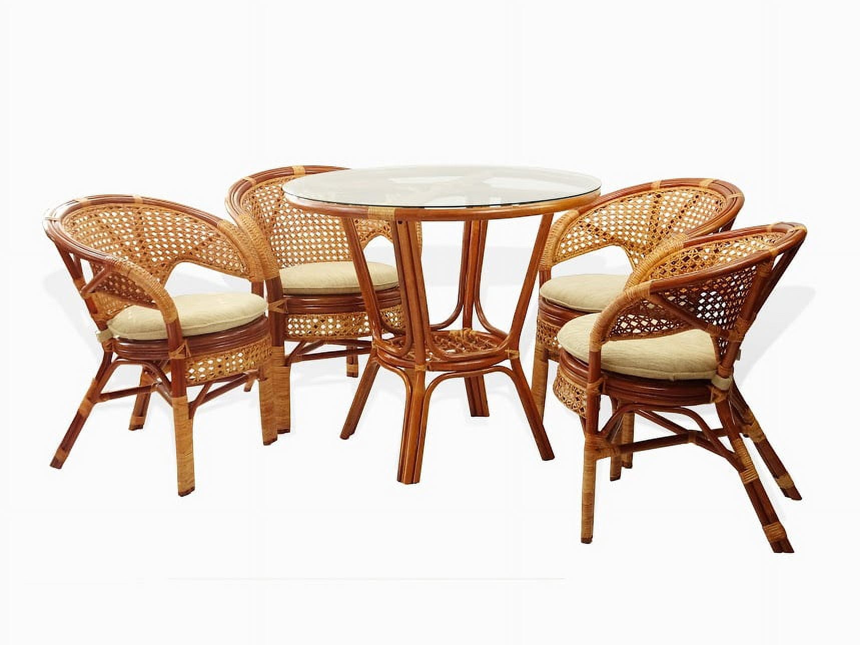 Free Shipping! Pelangi 5-Piece Rattan Dining Set with Glass Top Round ...