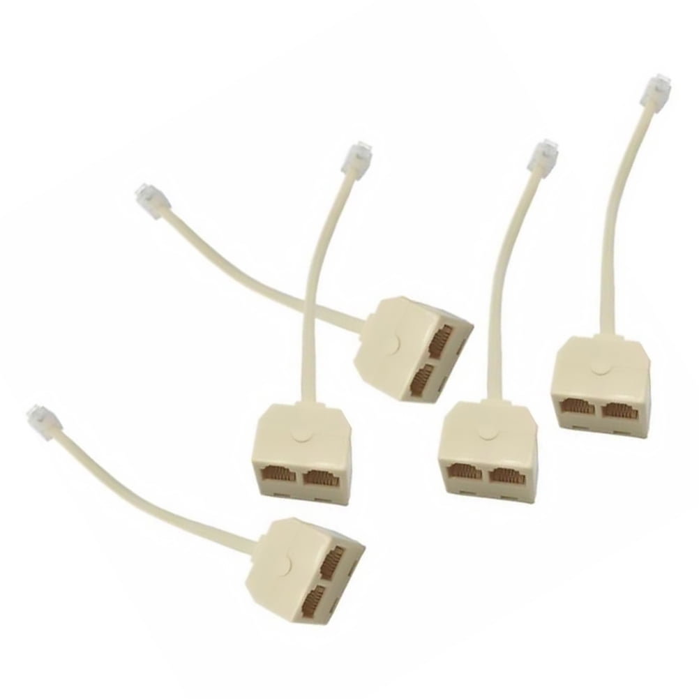 5 Pcs Phone Adapter Landline Splitter Extension Cords Telephone