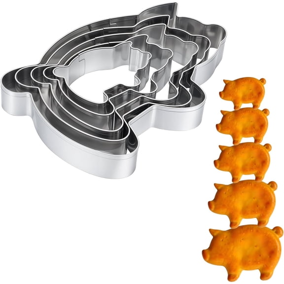 5 Pcs Pig Cookie Cutter Mexican Set Pig Cookie Cutter Mexican Set, Concha Marranitos & Puerquito Shapes, 5.5"-2.0"