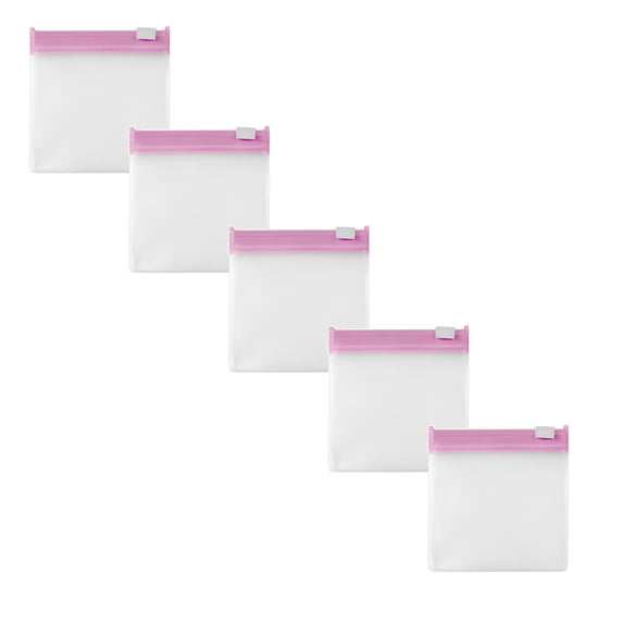 5 Pcs Pill Pouch Reusable Pill Pouch Bags Storage Pouches with Slide Lock Pill Bags Small Portable Pill Bag Travel Plastic Pill Bag with Slide Lock for Pills Small Items, 3x2.75 Inch, Pink