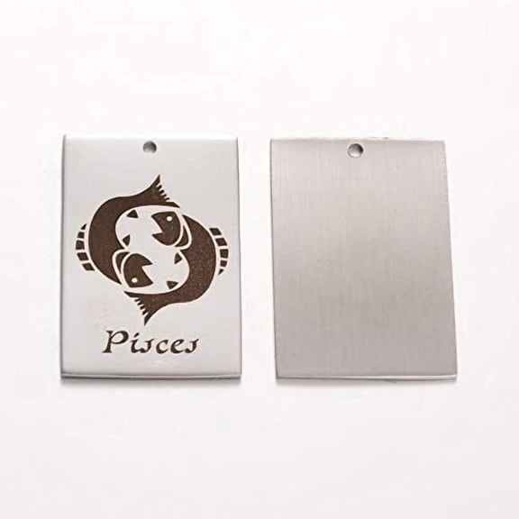 5 Pcs Pisces Pendant Charms Resistant Rectangle Stainless Steel Pendants Constellation/Zodiac Sign Pisces Metal Charms Pendant for Women Birthday Festival Elegant Gifts Personalized Jewelry