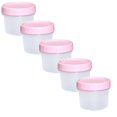 thumbnail image 1 of 5 Pcs Plastic Container with Twist Top Lid Small Plastic Container with Lid Reusable Food Storage Container for Meal Prep, Snack Portioning, Salad Dressings, Sauces, Pink Lid 160ml, 1 of 1
