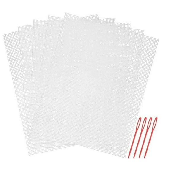 5 Pcs Plastic Mesh Canvas Sheets Needlepoint Canvas with Weaving Needle Eye Mesh for Embroidery Crafts Crochet Project
