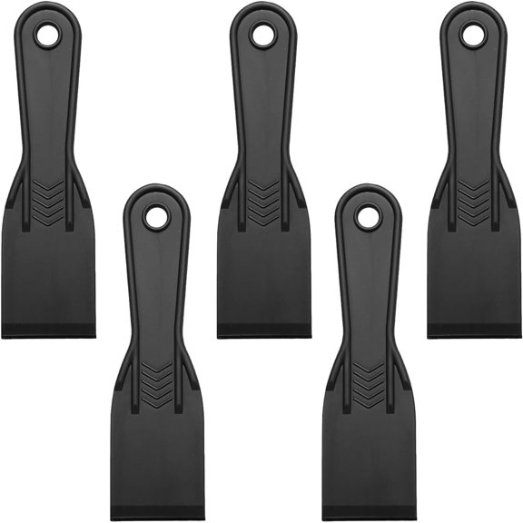 5 Pcs Plastic Putty Knife,2Inch Flexible Paint Scraper Tool for Spackling,Repairing Drywall, Removing Wallpaper, Applying Mud or Plaster (Black)