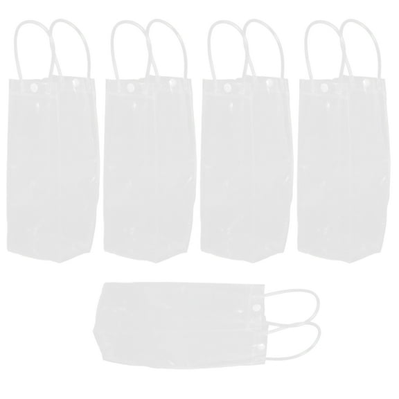 Transparent PVC Wine Cooler Bag Set of 5 Foldable Chillers for Home Use Keeps Drinks Cold