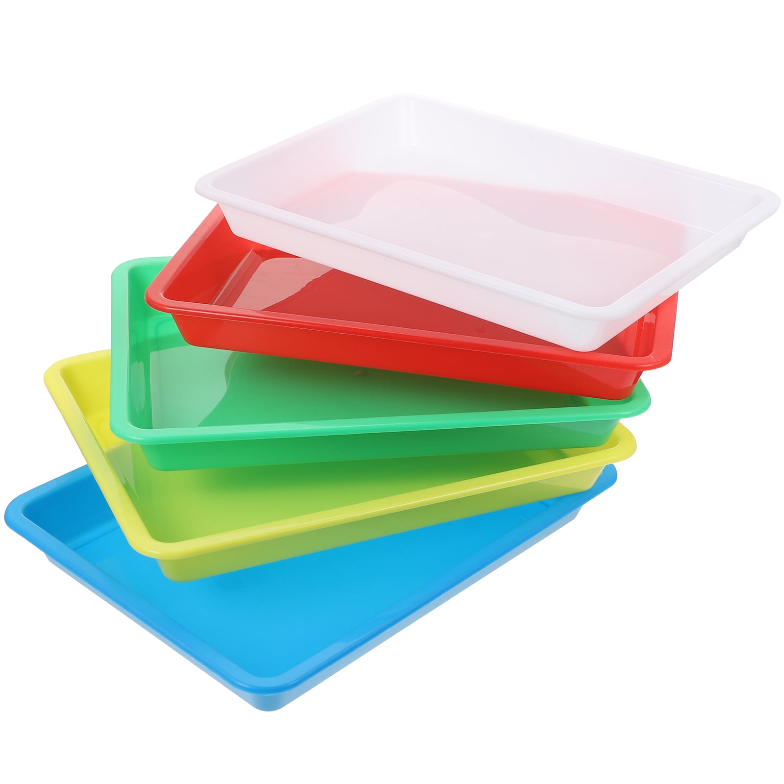 5 Pcs Pp Fruit and Vegetable Plate Rectangular Food Tray Childrens Toys