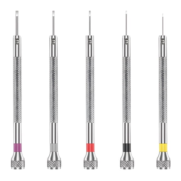 5 Pcs Precision Screwdriver Set, Flat Head, Aluminum Handle, Watch Repair Screwdriver Set for Eyeglass, Watch, Computer, 3.6 x 0.3 in / 92 x 8.5 mm