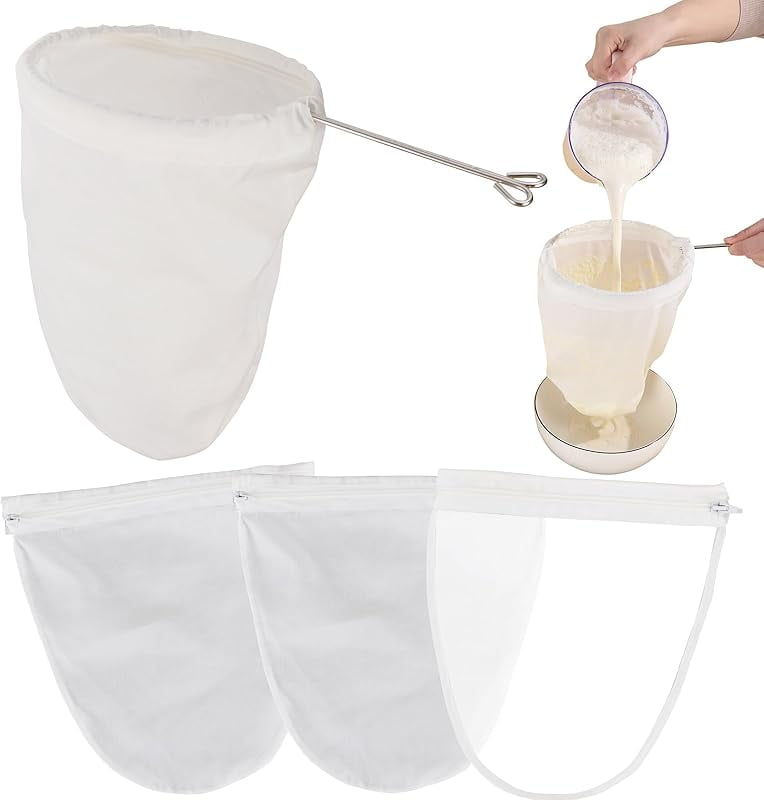 Ultra Fine Mesh Strainer With Handle - Reusable For Nut Milk, Coffee, Juice