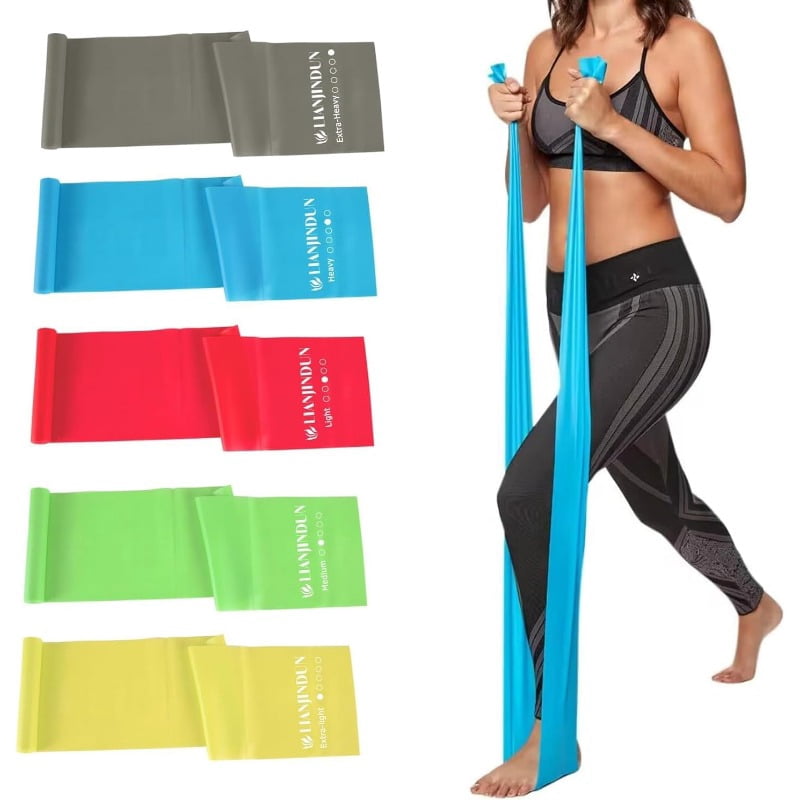 5 Pcs Resistance Bands Set, Latex-Free Elastic Exercise Bands for Workout, Yoga, Pilates, Physical Therapy – Adjustable Strength for Men & Women