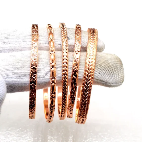 5 Pcs. Pure Solid Copper Cuff Bracelet For Women and Men Arthritis Copper Bangle
