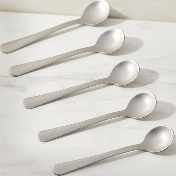 5 Pcs Pure Titanium Mini Coffee Spoon Set for Salt, Cereal, Honey, Milk, Sugar & Chocolate - Lightweight Short Handle Utensils for Bar, Cafe, Kitchen