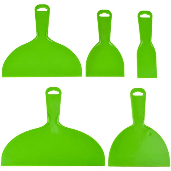 5 Pcs Putty Knife, Large Size Pack, Flexible Plastic Paint Scraper Tool for Spackling, Wallpaper Scraper Plastic, Spatula Scraper, Spackle Tools