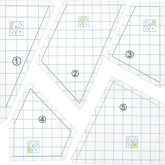 5 Pcs Quilting Cutting Template Clear Creative Grids Quilting Rulers