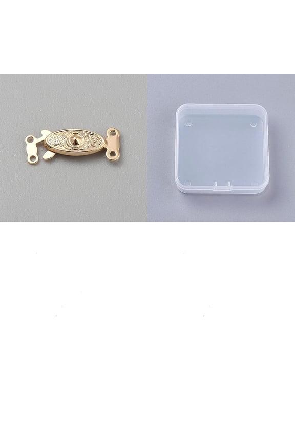 5 Pcs Real 14K Gold Plated Filigree Necklace Clasp 2 Loop Alloy Oval Fish Hook Clasp Horse Eye Jewelry Slide Clasp Bracelet