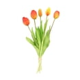 thumbnail image 1 of 5 Pcs Real Touch Artificial Tulips Bouquet, Lifelike Tulip Flowers for Home Table Wedding Party & Daily Decor,Orange, 1 of 5