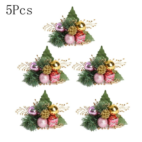 5 Pcs Red Berry Picks Evergreen Wreath Picks & Pine Branches Artificial for Christmas Crafts & Winter Berries Spray Holly Wire Stem Pick Holiday Decorations DIY Ornaments