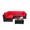 thumbnail image 1 of 5 Pcs Red Patio Sofa PE Rattan Outdoor Wicker Patio Conversation Set by LAZYLAND, 1 of 9