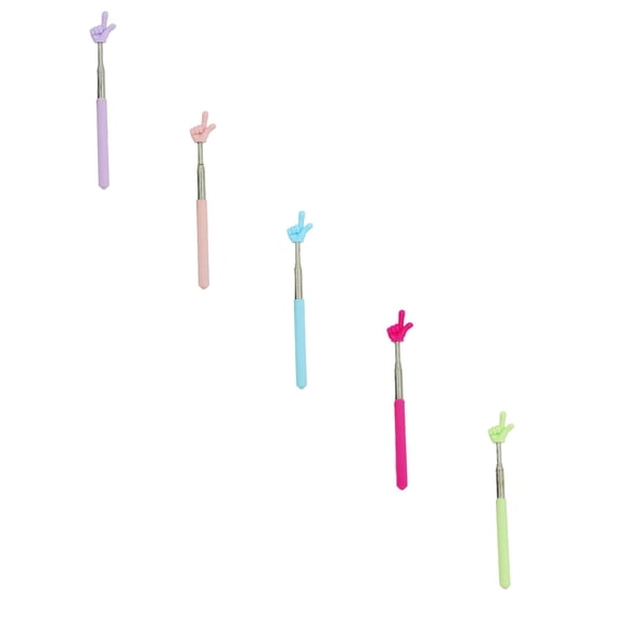 5 Pcs Retractable Teacher Pointer Sticks, Colorful Extendable Hand Pointer for Classroom, Finger Pointing Tool for Teachers and Students, School Supplies for Reading and Presentation