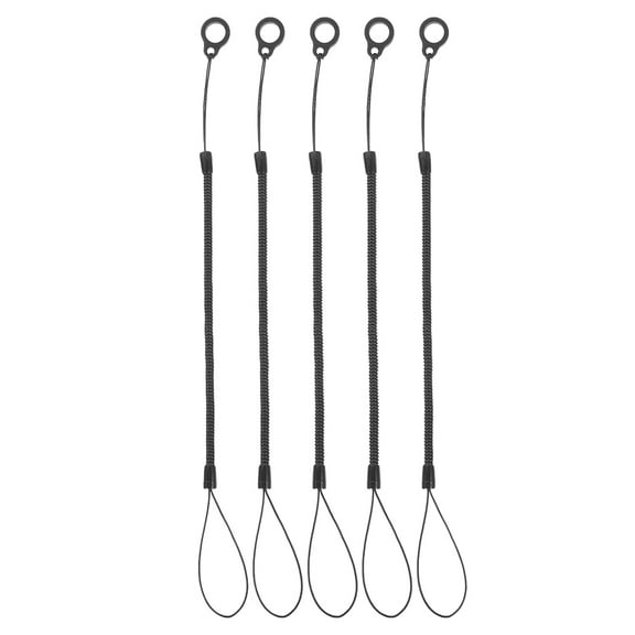 5 Pcs Retractable Tether Spring Coil Stylus Lanyard for Touch Pens Black