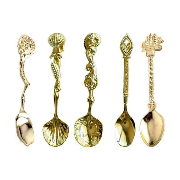 5 Pcs Retro Coffee Spoons,Portable Coffee Spoon,8 Inch Vintage Teaspoons Dessert Spoons,Small Teaspoons,Mini Vintage Spoon For Coffee, Tea, Dessert, Condiments,Tea Spoons For Party,(5PCS,8 in)
