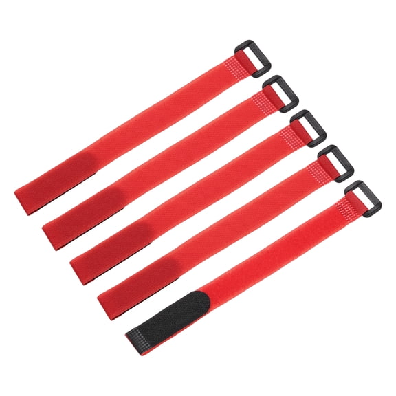 5 Pcs Reusable Battery Tie Down Straps, 0.8" x 10" Nylon Multipurpose Battery Hold Down Adjustable Cinch Strap Hook Loop Fastening Tie for Quadcopters FPV RC Drone Boat Car, Red