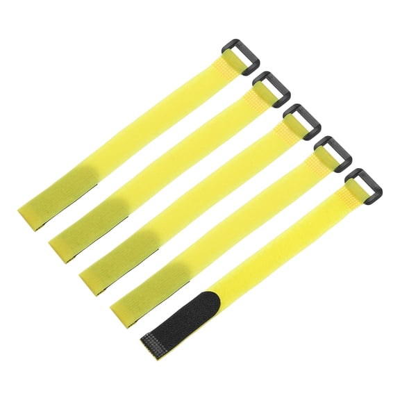 5 Pcs Reusable Battery Tie Down Straps, 0.8" x 10" Nylon Multipurpose Battery Hold Down Adjustable Cinch Strap Hook Loop Fastening Tie for Quadcopters FPV RC Drone Boat Car, Yellow