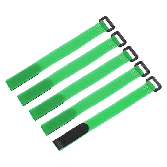 5 Pcs Reusable Battery Tie Down Straps, 0.8" x 10" Nylon Multipurpose Battery Hold Down Adjustable Cinch Strap Hook Loop Fastening Tie for Quadcopters FPV RC Drone Boat Car, Green