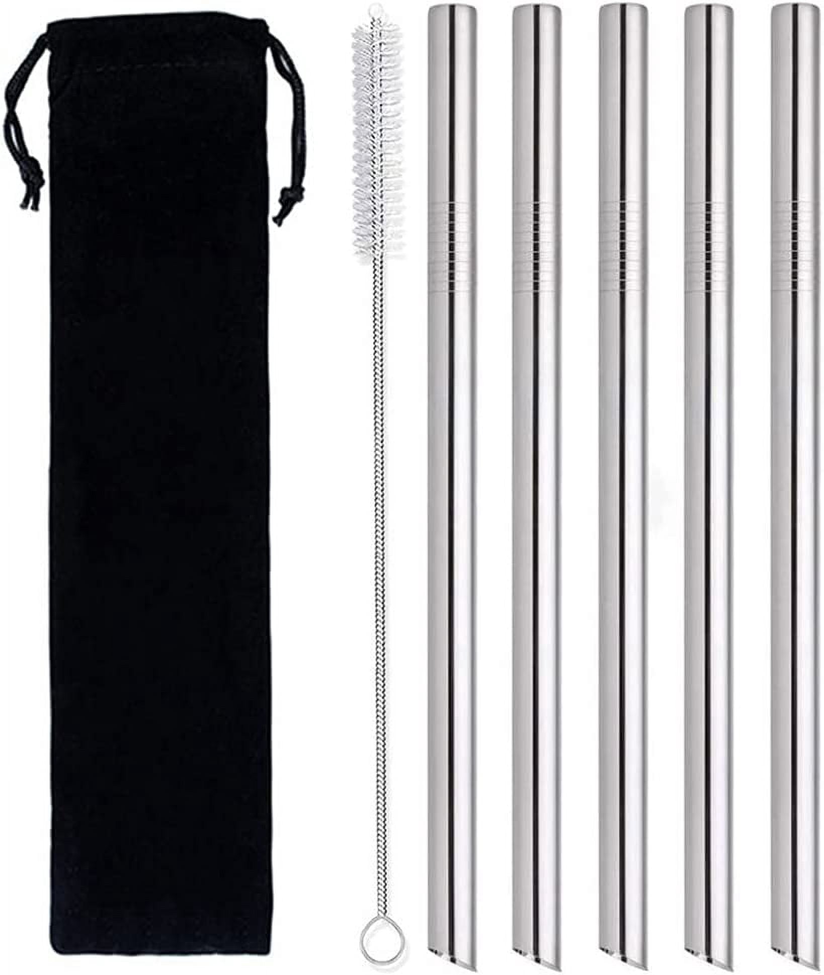 50 Pack Stainless Steel Boba Straws - 0.5 Inch Wide, 8.45 Inch Long, Silver Reusable Metal Straws - View #4