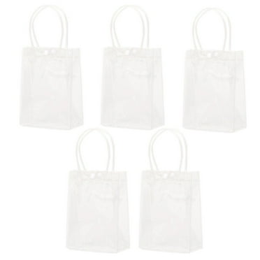5 Pcs Reusable Clear PVC Plastic Tote Bag with Clear Handle Beautiful Bag