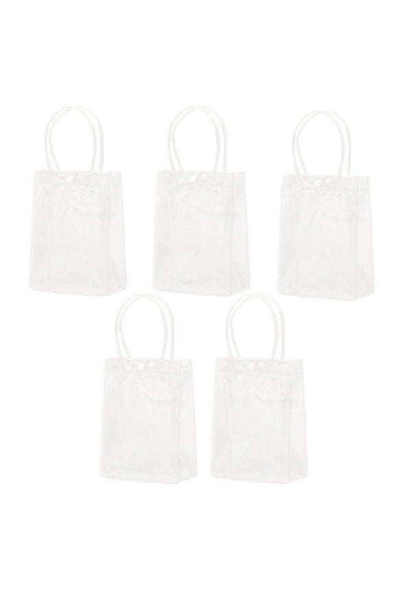 5 Pcs Reusable Clear PVC Plastic Tote Bag with Clear Handle Beautiful Gift Bag