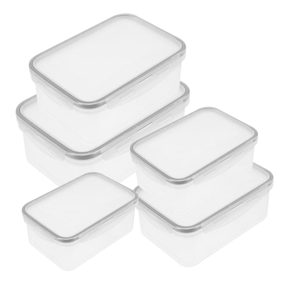 5 Pcs Reusable Freezer Boxes Fridge Bins Produce Keepers for Refrigerator Travel Transparent