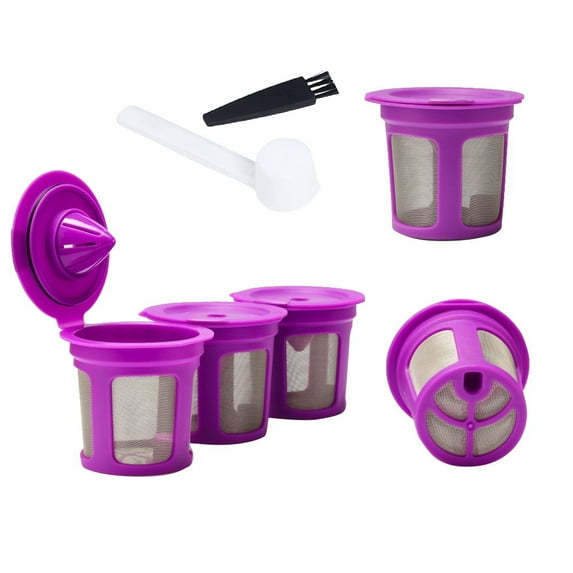 5 Pcs Reusable K Cups 2.0 Single Cup Coffee Machines Refillable Kcups Filters with Brush Spoon B