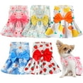 thumbnail image 1 of 5 Pcs Riklu Dog Dresses for Small Dogs Girls, Floral Puppy Dresses Princess Bowknot Summer Dress (L), 1 of 7