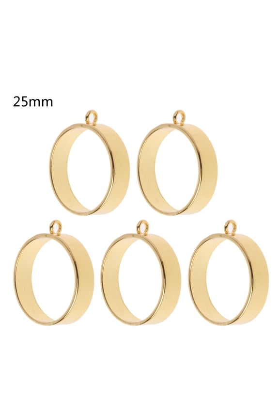 5 Pcs Round Framework Keyring Pendant Blanks Open Back Bezels for Jewelry Making