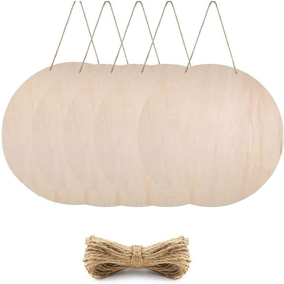 5 Pcs Round Wood Signs for Crafts,Bexikou 12 Inch Unfinished Wooden Door Hanger Sign,DIY Wood Blanks Rounds for DIY Painting Christmas Decoration