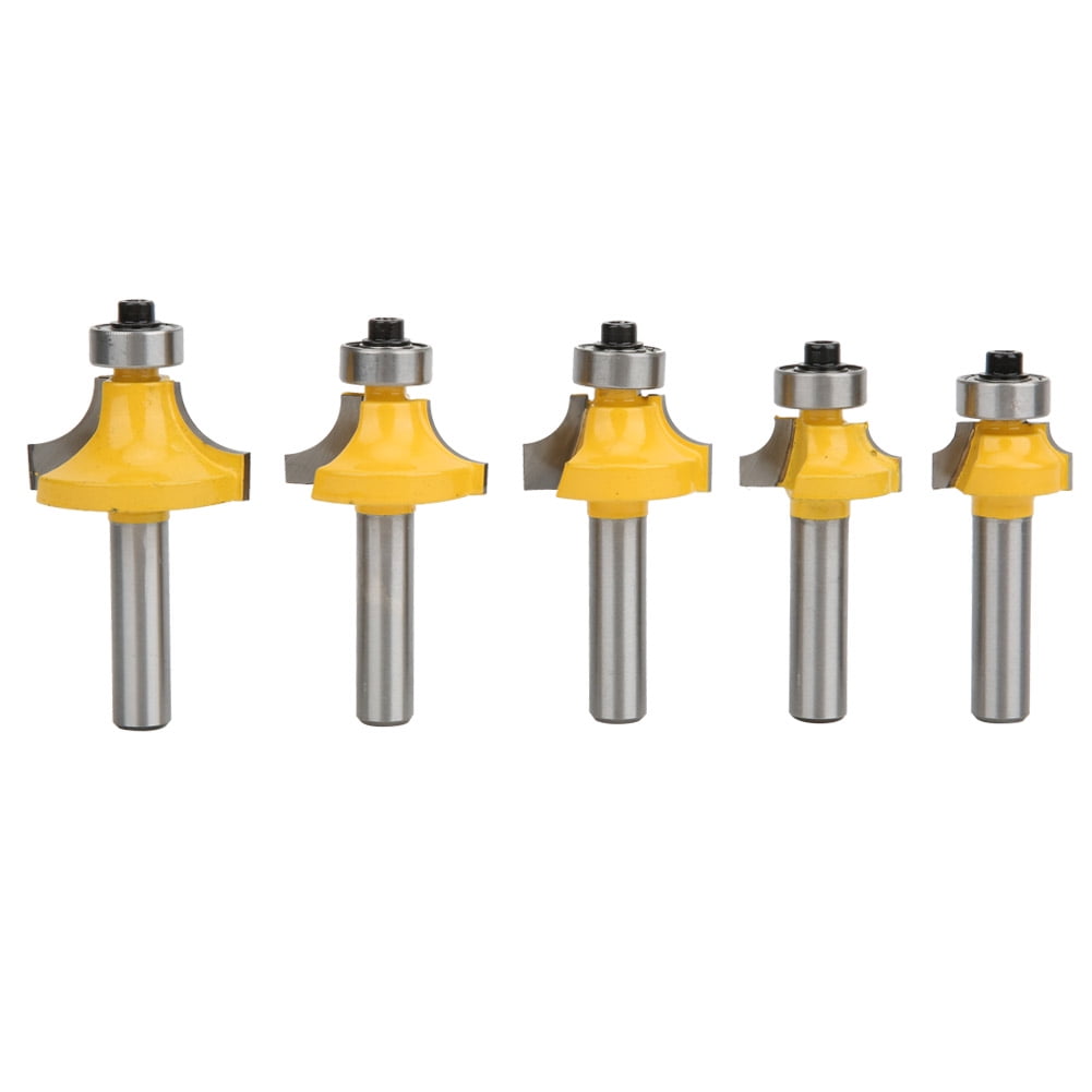 5 Pcs Router Bit 8mm Shank Surface Painted Alloy Round R Corner