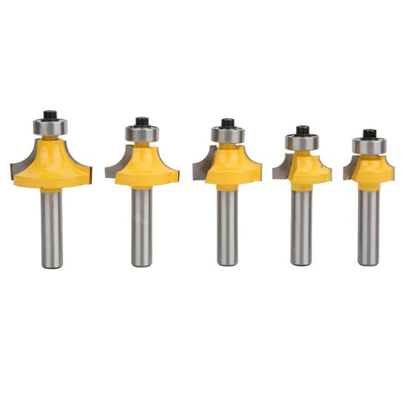 5 Pcs Router Bit 8mm Shank Surface Painted Alloy Round R Corner Trimming Router Bit