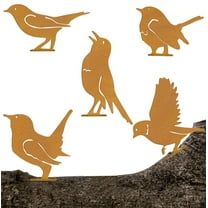 5 Pcs Rusty Birds Decoration,Bexikou Metal Birds Outdoor Fence Decorations,Rusty Birds Craft Statue Ornaments - Perfect Yard Art and Large Outdoor Ornaments, Fence Decor
