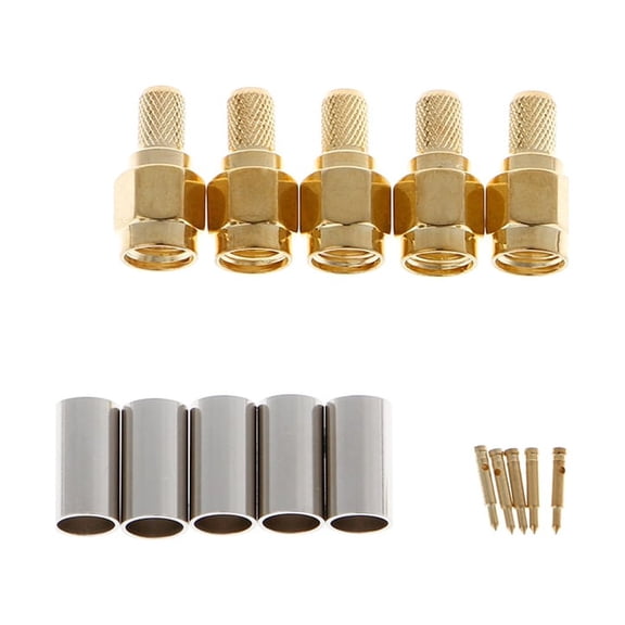 5 Pcs SMA Male Plug RF Coaxial Connector Crimp For RG58 RG142 RG400 LMR195 RG223