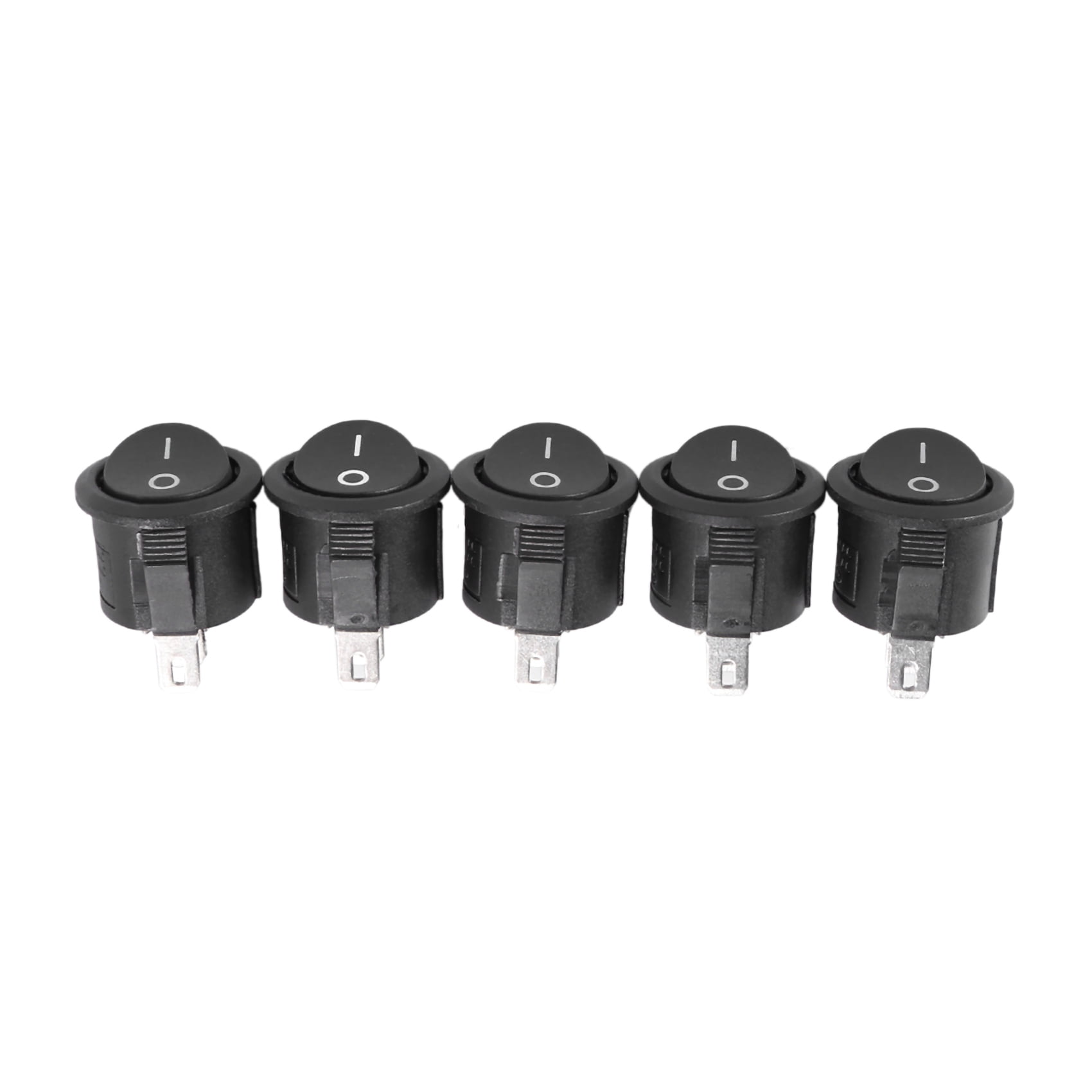 5 Pcs SPST Black Button On/Off Round Rocker Switch AC 6A/125V 3A/250V ...