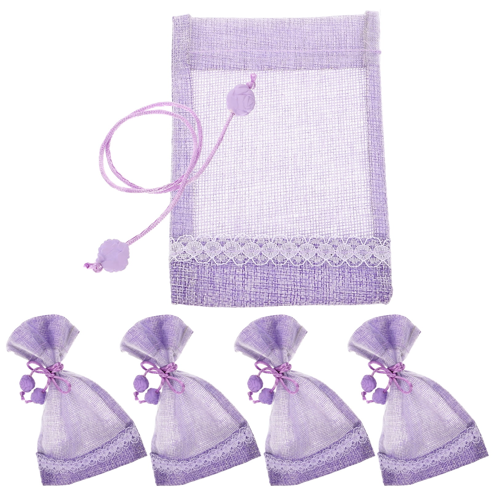 5 Pcs Sachet Bags Transparent Mesh Cotton and Linen 5pcs (purple 10*14 ...